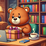 Cartoon Bear with a gift