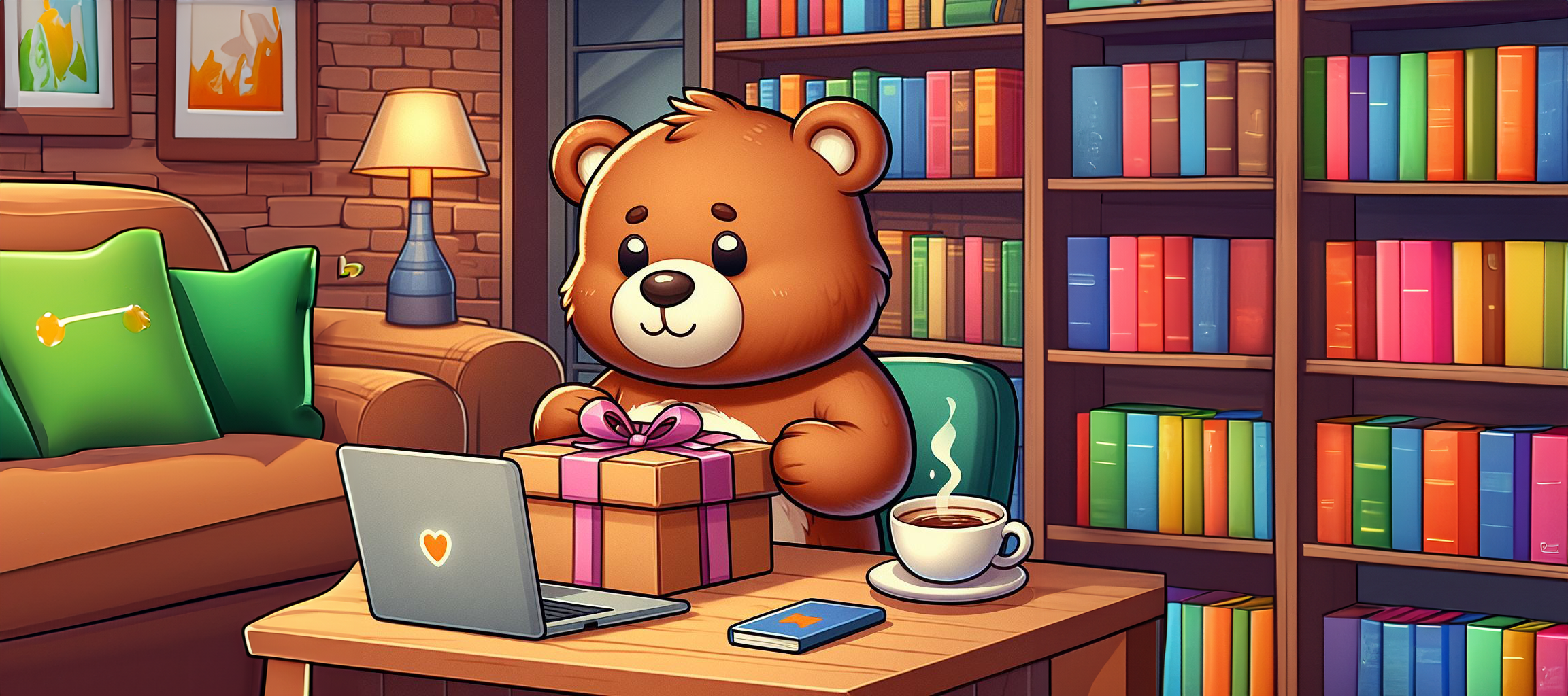 Cartoon Bear with a gift