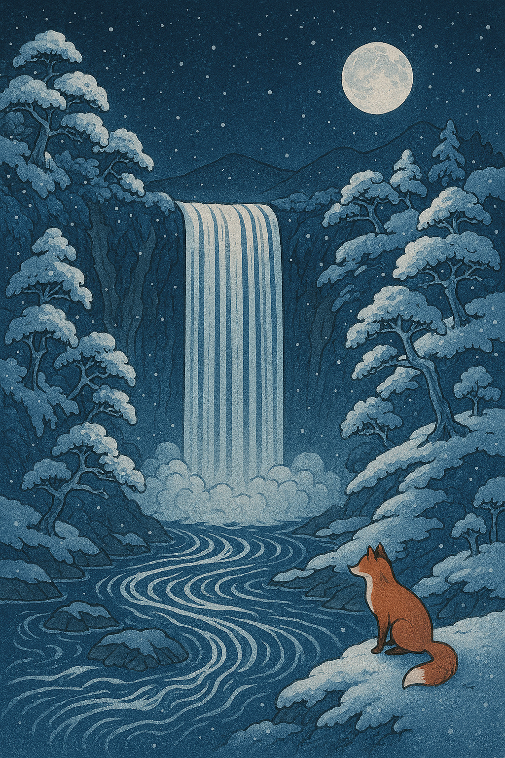 waterfall night